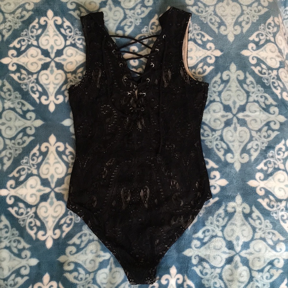 Kendall & Kylie lace tie up unitard small